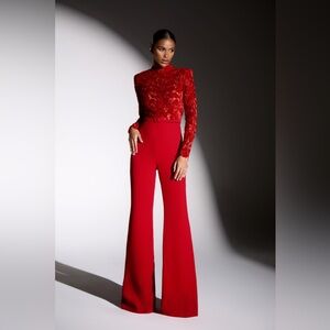 NADINE MERABI Eleanor Red Jumpsuit